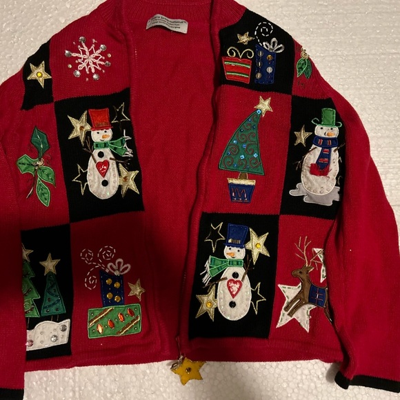 Tiara Sweaters - Tiara International Red Cardigan Sweater Embellished Size small.